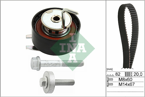 Set sincronizare centura pinion 82 dinti 20 mm LAND ROVER DISCOVERY III IV RANGE ROVER SPORT I 2.7D 07.04-12.18 INA