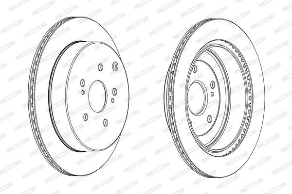 Set discuri frână (2 buc.) Spate Dreapta/Stânga SUZUKI GRAND VITARA II XL7 1.6-3.6 04.05- FERODO ventilate 308mm 5 găuri