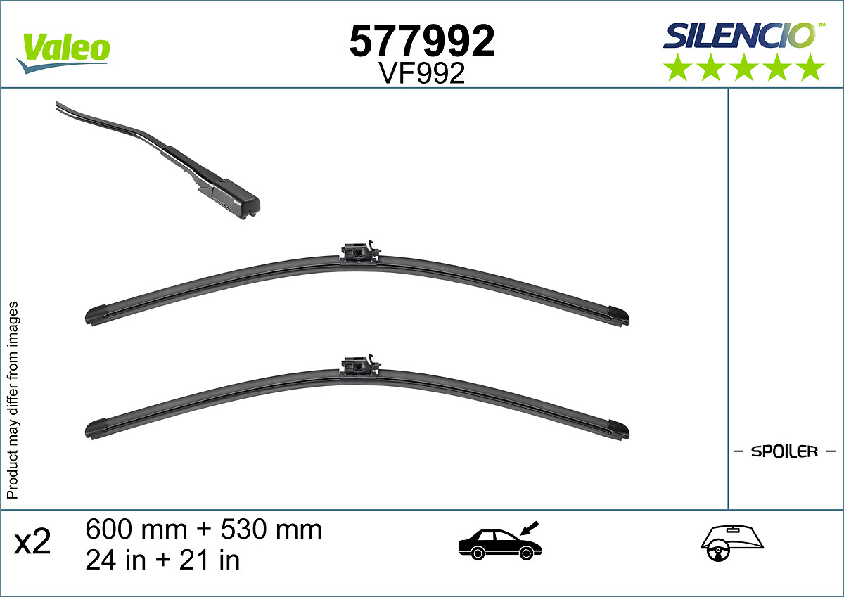 Lamela stergator fata VALEO Silencio Xtrm 600/530mm spoiler (2pcs) MERCEDES EQB GLB jointless 08.19-