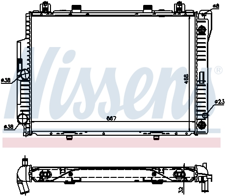 Radiator motor NISSENS MERCEDES S W140 3.2 aluminiu plastic 667mm 468mm 32mm built-in oil cooler aer condiționat da