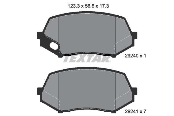 Set placute frana disc Fata TEXTAR Toyota Aygo Mitsubishi Canter 56.6mm 123.1mm 17.3mm Senzor uzura Da