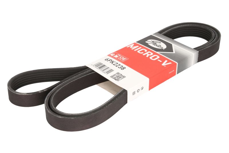 Curea transmisie cu caneluri GATES Multi-V-belt 6PK2238 Lungime 2238.0 mm Latime 21.4 mm Numar nervuri 6.0 Negru