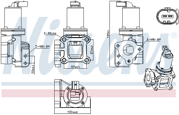 Supapa EGR NISSENS Valva EGR Hyundai H-1 Starex Cargo Travel 2.5D 07.01- fără radiator EGR First Fit