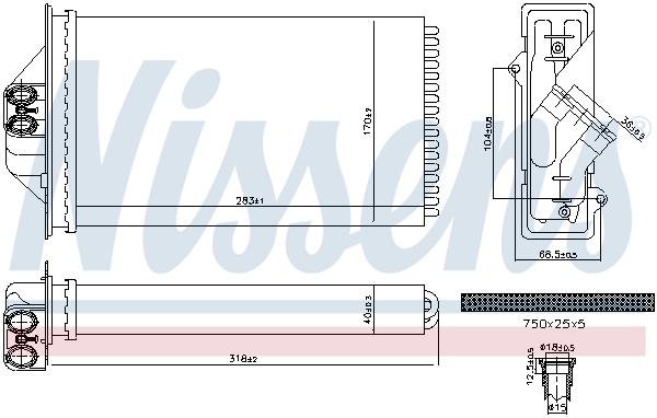 Schimbator Caldura Incalzire Habitaclu NISSENS Chrysler Voyager IV Aluminiu 170x283x40 mm