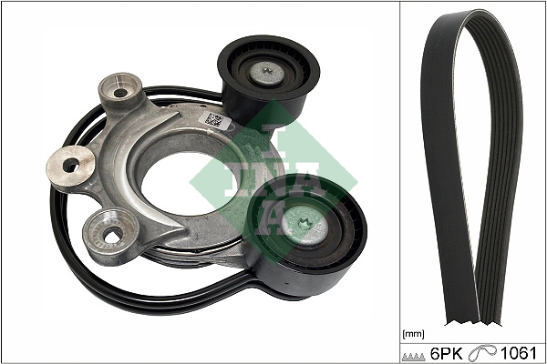 Set curea transmisie cu caneluri INA Multi-V cu întinzător Jaguar Land Rover 1.5H-3.0H 12.14-