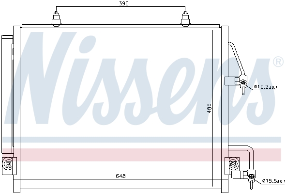 Condensator climatizare NISSENS aluminiu cu uscator Mitsubishi Pajero IV 3.2D/3.8 486x667x16 mm R134a