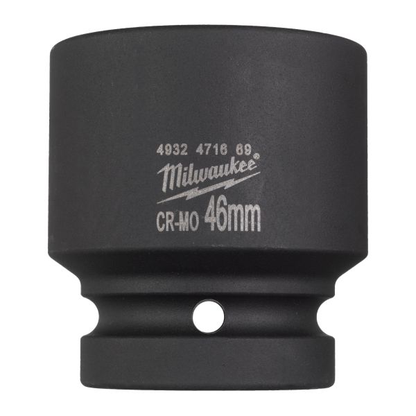 MILWAUKEE Socket Impact Hexagonal 1` 46mm Durabilitate Sporita Scurt Lungime 75mm Cr-Mo Fosfat Negru