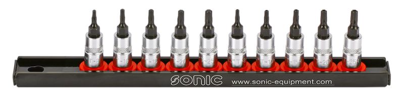 Set Chei Tubulare SONIC TORX Tamper 1/4 Inch 6.3 mm 10 Buc Omogen Mufe de Biti Echipament Service