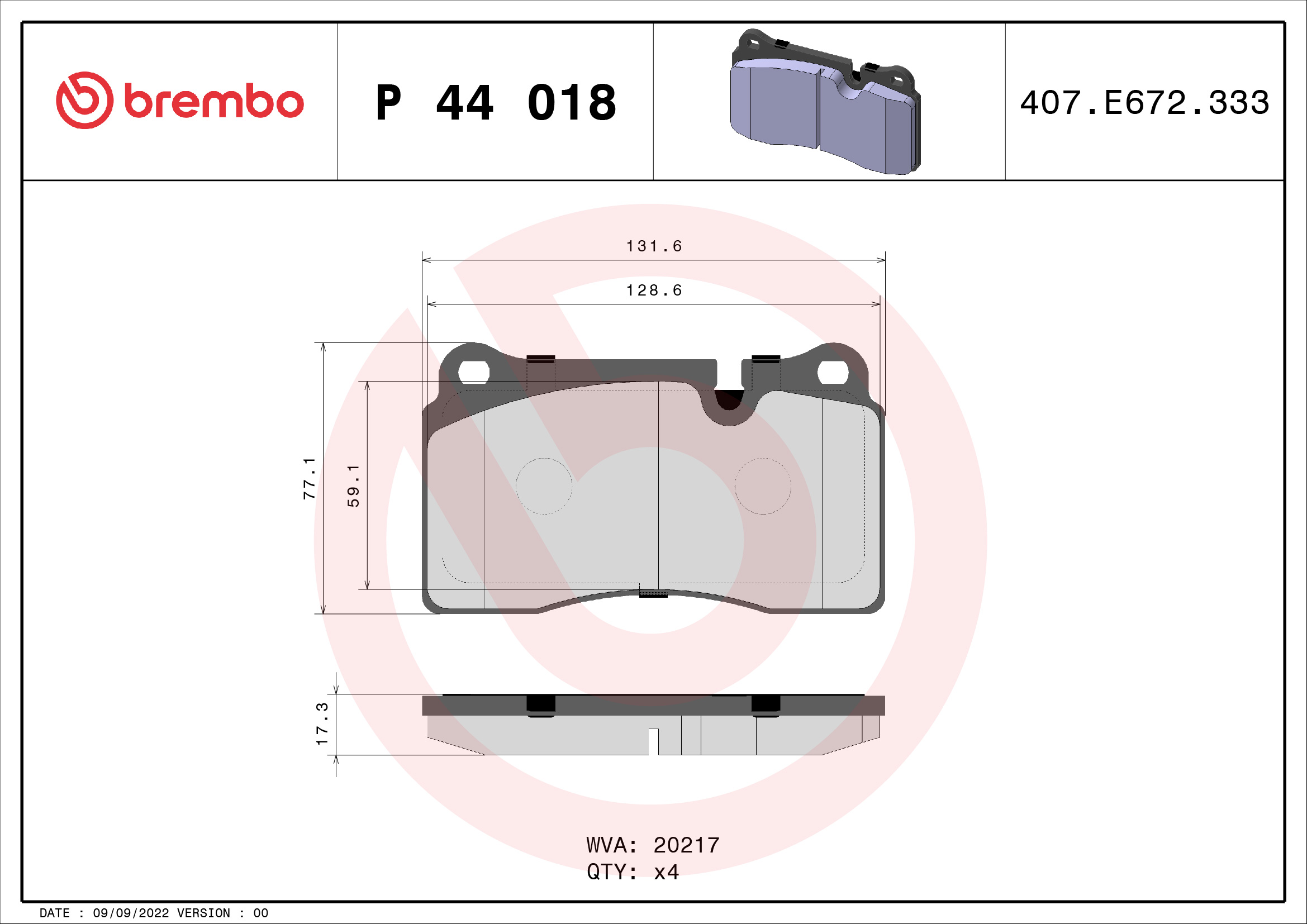 Set placute frana disc BREMBO Land Rover Range Rover III Sport I 2.7D-4.4 Fata 132x77x17mm Senzor uzura Da