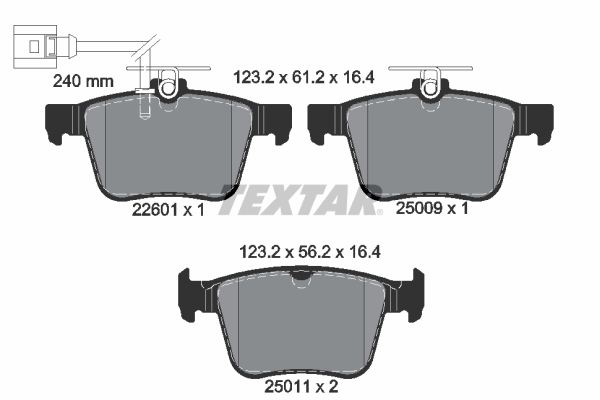 Set placute frana spate disc TEXTAR Audi A3 Q3 TT Seat Ateca 2.0/2.0D/2.5 03.15-