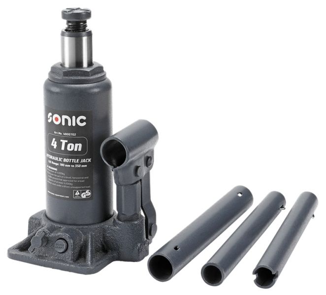 Cric de sticlă SONIC 4000kg înălțime ridicare 180-390mm 1 piston negru