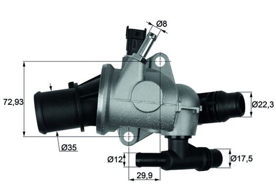 Termostat sistem racire 88°C in carcasa MAHLE 35mm se potriveste ALFA ROMEO 159 BRERA SPIDER LANCIA DELTA III 1.8