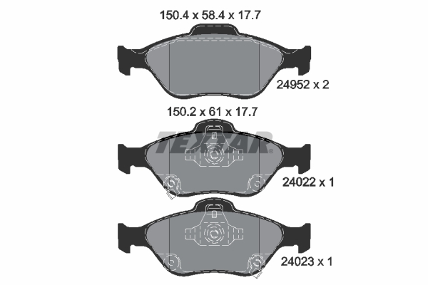 Set Placute Frana Disc TEXTAR Fata YARIS VOLEEX C20R Inaltime 58.4mm Latime 150.4mm Grosime 17.7mm Senzor Uzura Da