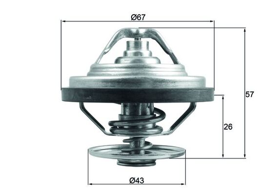 Termostat lichid răcire MAHLE 83°C cu garnitură diametru 43mm/67mm înălțime 31mm pentru MAN NEOPLAN TEMSA