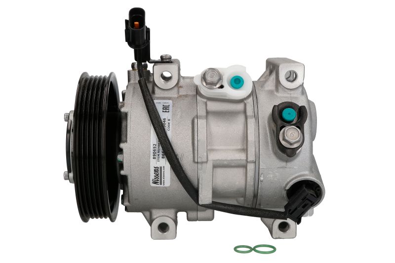 Compresor aer condiționat NISSENS KIA RIO III 1.2/1.25/1.25LPG 06.11-12.17 4 găuri fixare 12V R134a 118mm fulie DVE9 PAG 46 75ml