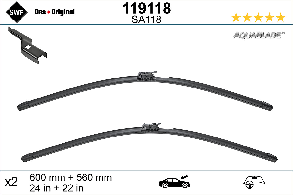 Lamela ştergător SWF faţă Jointless cu spoiler AquaBlade 600/560mm Mercedes S (A217, C217) 04.14- (2 bucăţi)