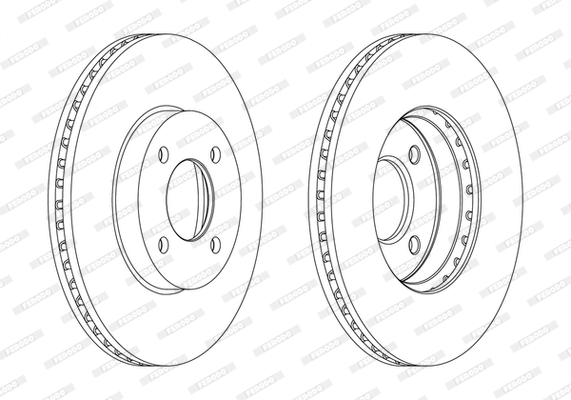 Set Discuri Frână Față Dreapta/Stânga FERODO BMW 1502-2002 (E10) Nissan Micra IV Note 1.2-2.0 09.67- Diametru 260mm 4 Gauri Ventilat