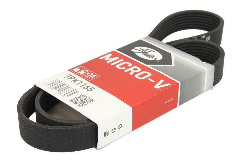 Curea transmisie caneluri GATES Multi-V-belt 7PK1165 NISSAN Lungime 1165mm Latime 24.9mm 7 nervuri Negru