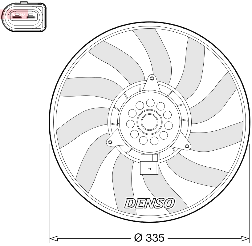 Ventilator radiator Dreapta DENSO AUDI A4 B8 A5 A6 C7 A7 Q3 Q5 1.4-3.2 06.07-10.18 Diametru 335.0 mm 12.0 V 200.0 W 11 palete