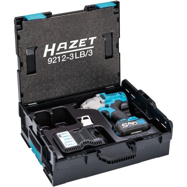 Pistol de impact HAZET, alimentare baterii, pivot 4 puncte, cuplu maxim 700Nm, 18V, 5Ah, încărcător inclus, dimensiuni 278x89.5x204 mm