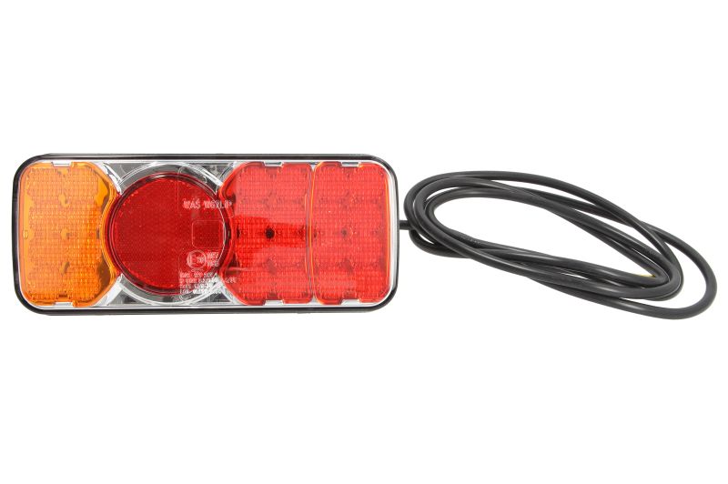 Stopuri spate WAS Lampa spate 12/24V Stanga Cu iluminare numar inmatriculare Culoare sticla Rosu Culoare semnalizator Portocaliu