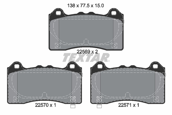 Set placute frana Fata TEXTAR Ford Focus III 2.3 07.15- Inaltime 77.5mm Latime 138.0mm Grosime 15.0mm Senzor uzura Da