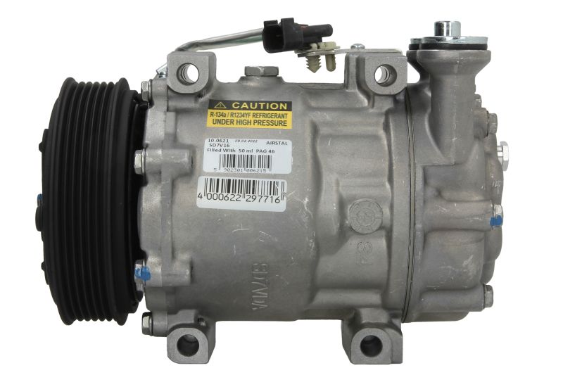 Compresor aer condiționat AIRSTAL SD7V16 pentru FORD, 12V, 6 caneluri, fulie 125 mm, ulei PAG 46, capacitate 135 ml