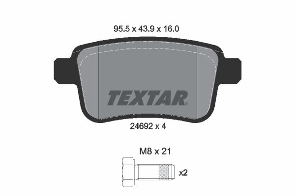 Set placute frana disc Spate TEXTAR Mercedes Citan Nissan NV250 43.9mm 95.5mm 16.0mm fara senzor uzura