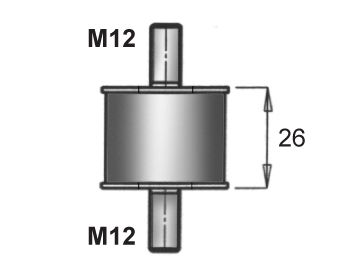 Suport sistem esapament DINEX centura cauciuc 70mm lungime 40mm înălțime 40mm lățime M12 filet