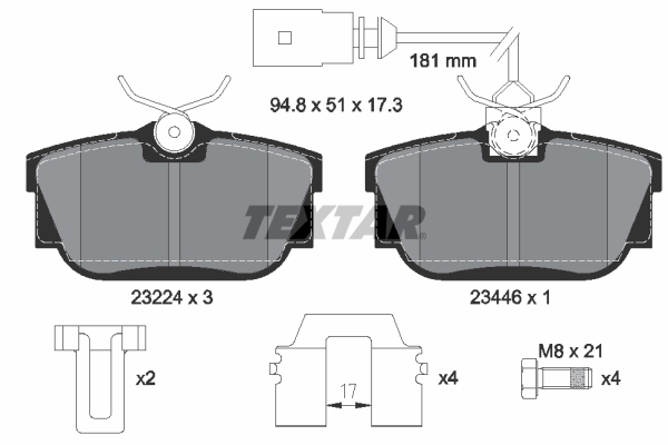 Set placute frana Spate TEXTAR VW CALIFORNIA T4 CAMPER TRANSPORTER T4 1.9D-2.8 07.90-06.03