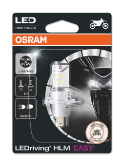 Bec far faza lunga OSRAM H19/H4 12V 19W P43T/PU43t-3 LEDriving HL EASY alb 6500K halogen LED motociclete blister 1buc