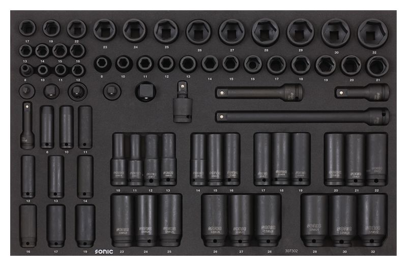 Unelte inserturi carucioare SONIC set instrumente 73 buc 1/2 3/8 dimensiune cartus 570x370 mm