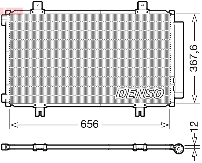 Condensator climatizare DENSO 367.6mm Înălțime 656.0mm Lățime 12.0mm Grosime cu uscător Agent frigorific R 134a