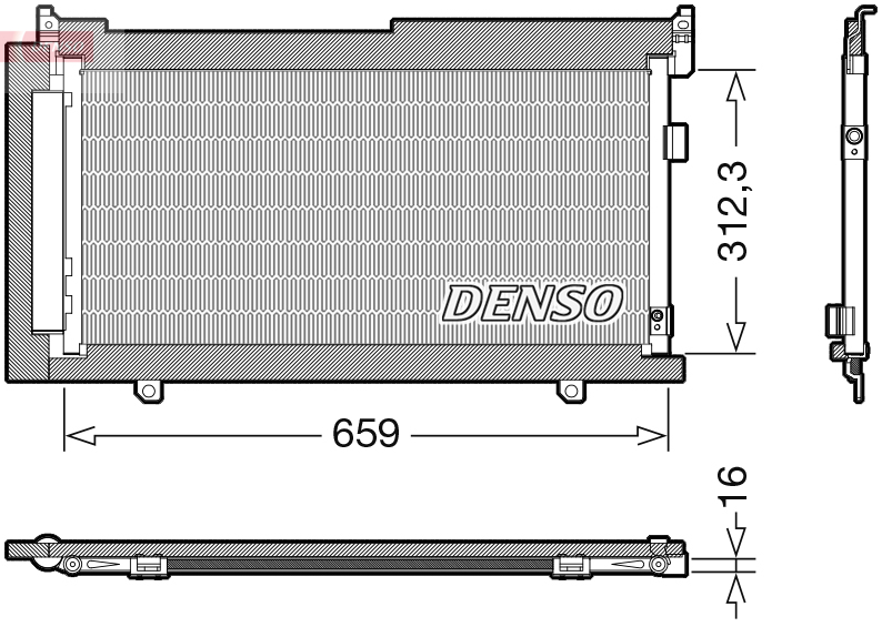 Condensator climatizare DENSO cu uscator SUBARU FORESTER 2.0/2.0D 03.13- Inaltime 312.3mm Latime 659.0mm Grosime 16.0mm