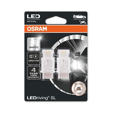 Bec LED OSRAM P27/7W 12V 2W W2,5X16Q alb rece 6000K ambalaj blister 2buc LEDriving SL fără certificare aprobare