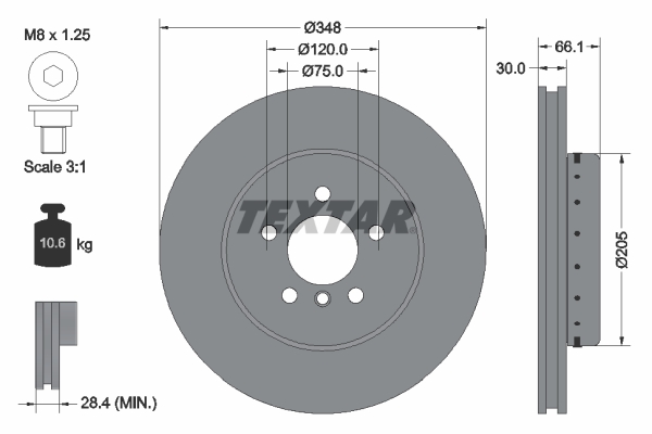 Disc frana TEXTAR Fata Dreapta/Stanga doua piese fara pivot BMW 5 F10 F11 6 F12 F13 GRAN COUPE F06 2.0-3.0H 11.09-10.18