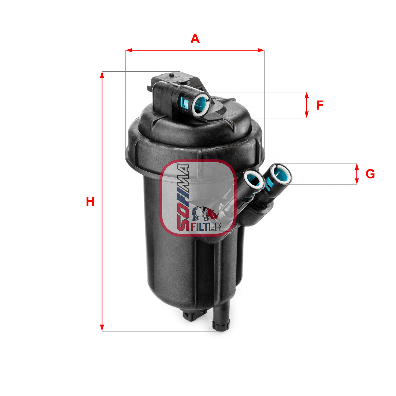 Filtru combustibil SOFIMA OPEL Diametru exterior 114.0 mm Înălțime 224.0 mm Diametru țeavă 10.0 mm 3 tevi cotite