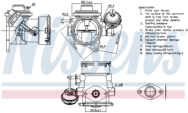 Supapa EGR NISSENS VW TOUAREG 2.5D 01.03-05.10 fara radiator EGR EURO 3 FIRST FIT