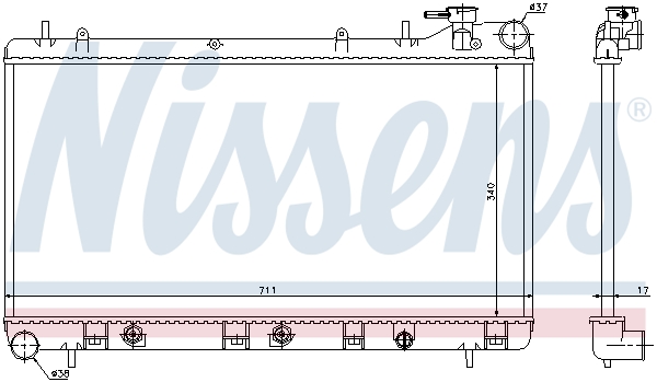 Radiator motor NISSENS SUBARU FORESTER IMPREZA 1.6/1.8/2.0 Inaltime 340mm Latime 688mm Grosime 16mm Aluminiu Plastic