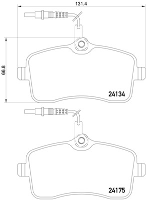 Set Placute Frana Disc Fata BREMBO PEUGEOT 407 1.6D-2.0D 03.04-02.11 Inaltime 67mm Latime 131mm Grosime 19mm Senzor Uzura Da