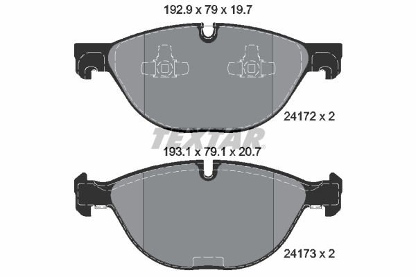 Set placute frana Fata BMW X5 X6 3.0-4.8 10.06-07.19 TEXTAR Inaltime 79mm Latime 193mm Grosime 19.7mm Senzor uzura Da