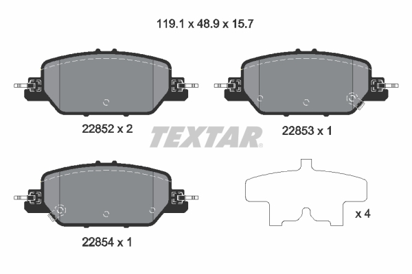 Set placute frana disc TEXTAR Spate HONDA CR-V V 1.5/2.4 12.16- Inaltime 48.9 mm Latime 119.2 mm Grosime 15.7 mm