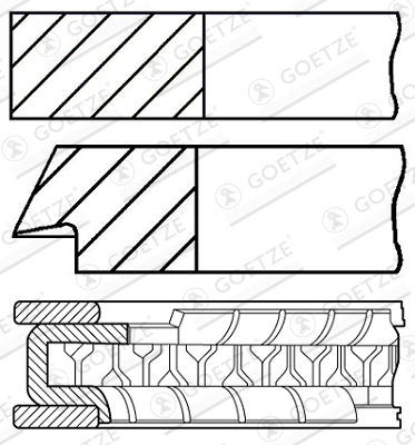 Set segmenti piston GOETZE 89 mm 1,2-1,2-2,5 mm potrivit NISSAN Prairie Liberty Primera Teana X-Trail 2.0 05.01