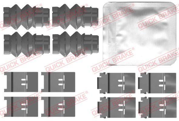 Set accesorii plăcuțe frână QUICK BRAKE montare față Ford Ranger 2.0D-3.2D 04.11- sistem BOSCH