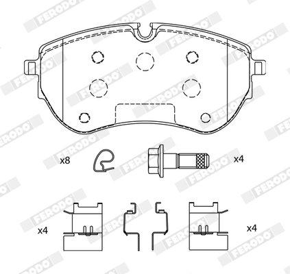 Set placute frana disc ceramica Fata VW AMAROK 2.0/2.0D/3.0D 09.10-05.22 FERODO Inaltime 75.6mm Latime 163.8mm Grosime 19.7mm