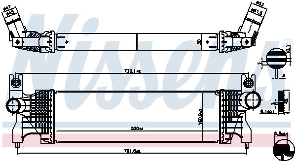 Intercooler NISSENS Aluminiu/Plastic Suzuki SX4 S-Cross Vitara 1.6D 08.13- Înălțime 520mm Lățime 161mm Grosime 50mm Răcit cu aer