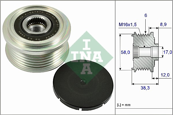 Sistem Roata Libera Generator Rulita Alternator 6 Striatii 6 Nervuri 8.86mm INA GREAT WALL VOLEEX C30 HYUNDAI I10 TOYOTA ETIOS