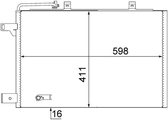 Condensator climatizare MAHLE A/C cu uscător MERCEDES A W169 B W245 1.5/1.7 09.04-06.12 408x603x12 mm 16/13.8 mm