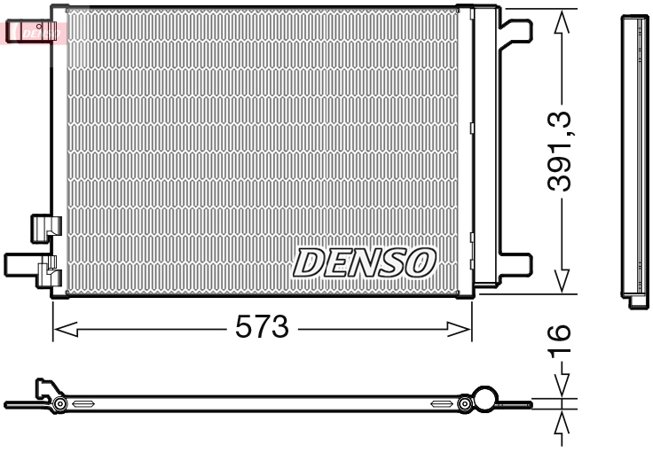 Condensator climatizare DENSO cu uscător R134a Audi A3 Q2 Q3 TT Seat Leon VW Golf VII VIII 1.0-2.0D 04.12- 391.3x573.0x16.0 mm