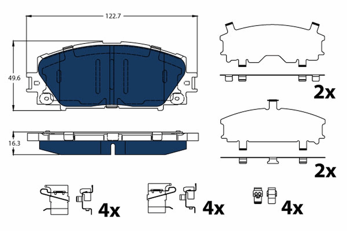 Set Placute Frana Disc TRW AUTOMOTIVE Fata 49.6mm Inaltime 122.7mm Latime 16.3mm Grosime AKEBONO